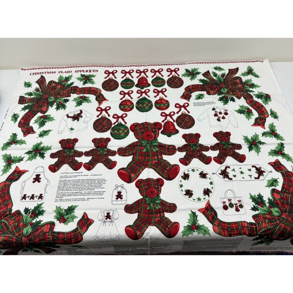 Christmas Plaid Appliques Fabric Panel VIP Cranston Print Works Quilt Sew Crafts